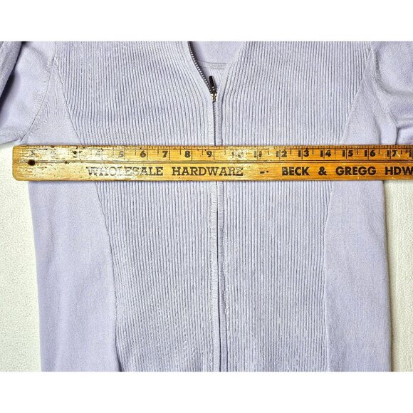 Vtg Shu Shu Women Lavender Cardigan & Tank Set Size S Ribbed Knit Cotton Blend - Picture 4 of 11